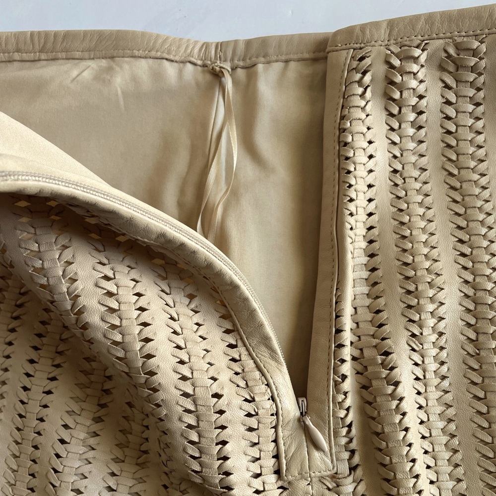 Ralph Lauren Fringe-Trim Woven Lambskin Leather Pencil Skirt NWT - Picture 12 of 14